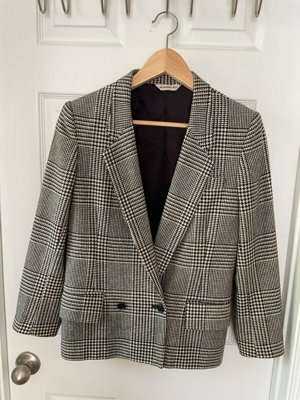 Liz Claiborne Houndstooth Blazer Women Size 4 Wool Blend Classic Jacket - Picture 3 of 10